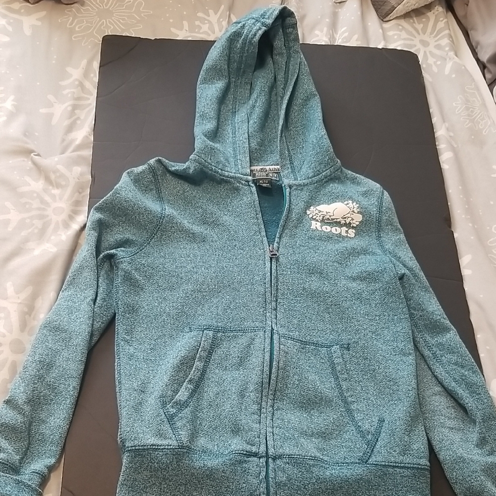 Roots Kids Teal Zip-Up Hoodie Size XL